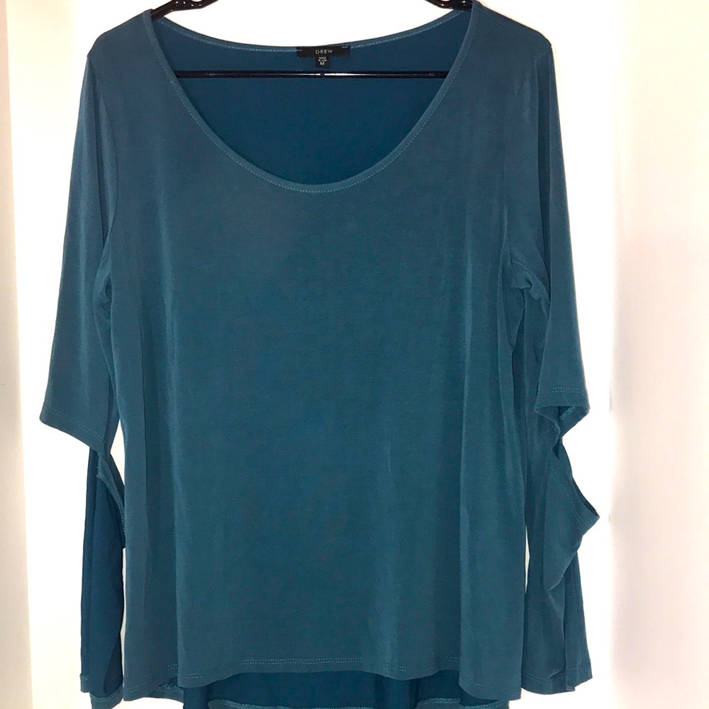 Anthropologie Drew long sleeve top size m blue green color going out edgy boho